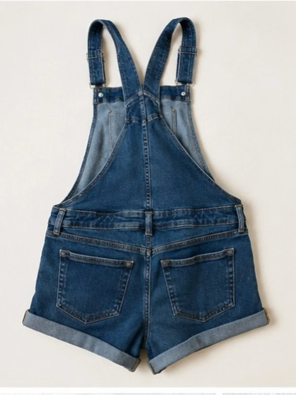 Maternity Denim Short Overalls - Blue